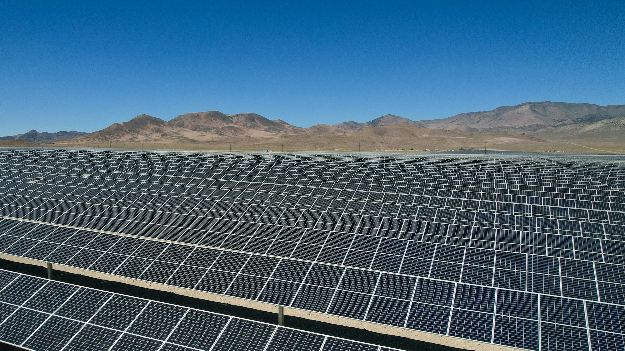 Solar field at dusk
